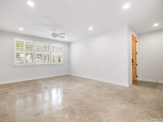 338 E Olmos, San Antonio, TX 78212 - empty room with finished concrete flooring, recessed lighting, and ceiling fan