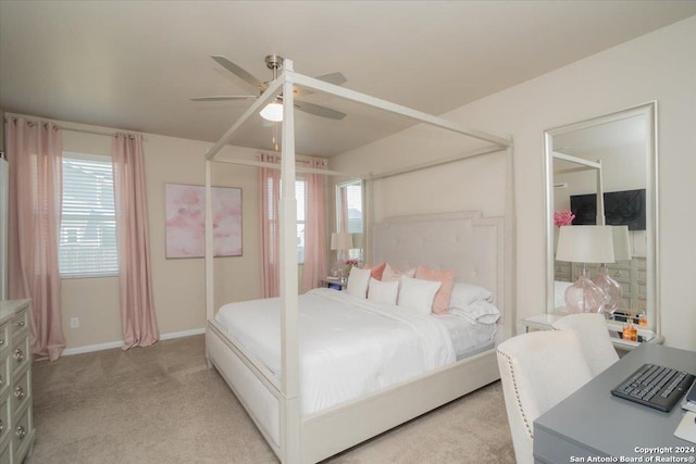 12904 Liam Ct, Saint Hedwig, TX 78152 - bedroom with light colored carpet and ceiling fan