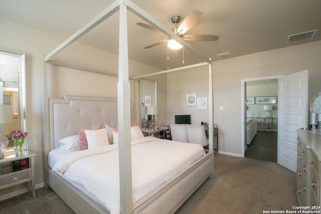 12904 Liam Ct, Saint Hedwig, TX 78152 - carpeted bedroom featuring baseboards and a ceiling fan