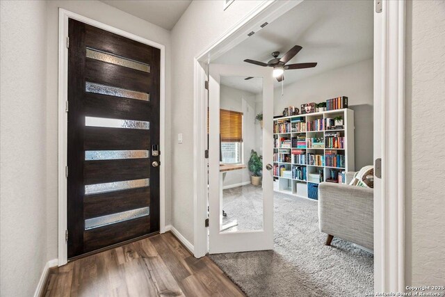 3016 Muscat, Schertz, TX 78154 - foyer entrance featuring wood finished floors and a ceiling fan