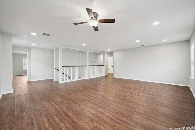 12107 Dawson Cir, San Antonio, TX 78253 - empty room featuring a ceiling fan, dark wood finished floors, and recessed lighting