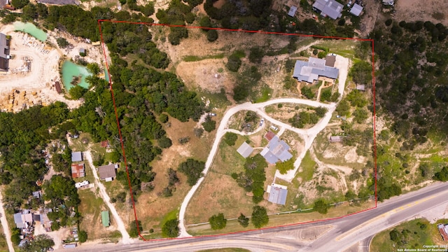 2 Fm 289, Comfort, TX 78013 - aerial view of property and surrounding area with property boundaries highlighted