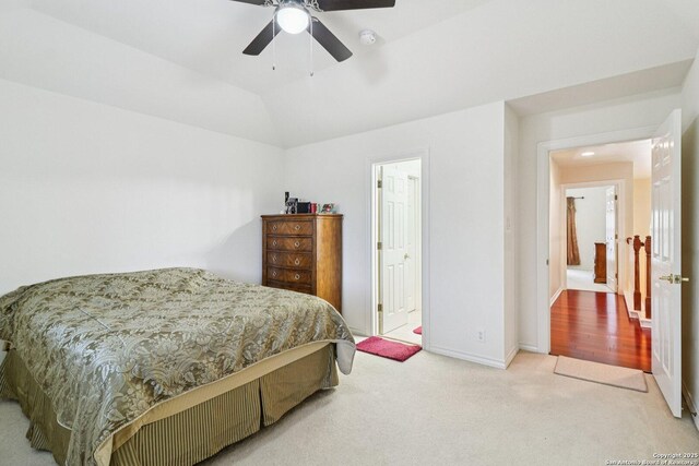 1810 Three Frks, San Antonio, TX 78258 - carpeted bedroom featuring lofted ceiling and a ceiling fan