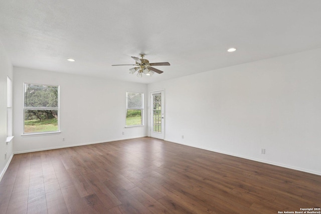 23613 Grayling Ln, San Antonio, TX 78259 - spare room with ceiling fan, dark wood finished floors, and recessed lighting