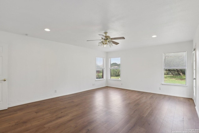 23613 Grayling Ln, San Antonio, TX 78259 - unfurnished room featuring a ceiling fan, dark wood finished floors, and recessed lighting
