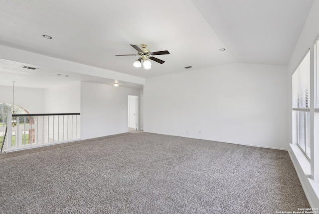 23613 Grayling Ln, San Antonio, TX 78259 - unfurnished room with a ceiling fan, carpet floors, and vaulted ceiling