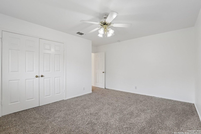 23613 Grayling Ln, San Antonio, TX 78259 - unfurnished bedroom featuring carpet floors, a closet, and a ceiling fan