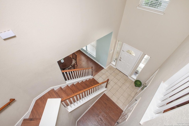 4922 Augusta, San Antonio, TX 78247 - stairs with a high ceiling and wood finished floors