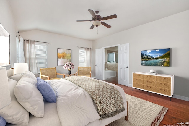 4922 Augusta, San Antonio, TX 78247 - bedroom featuring multiple windows, wood finished floors, ensuite bath, and ceiling fan