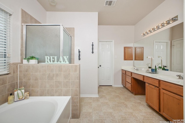 4922 Augusta, San Antonio, TX 78247 - bathroom with a shower stall, a bath, and double vanity