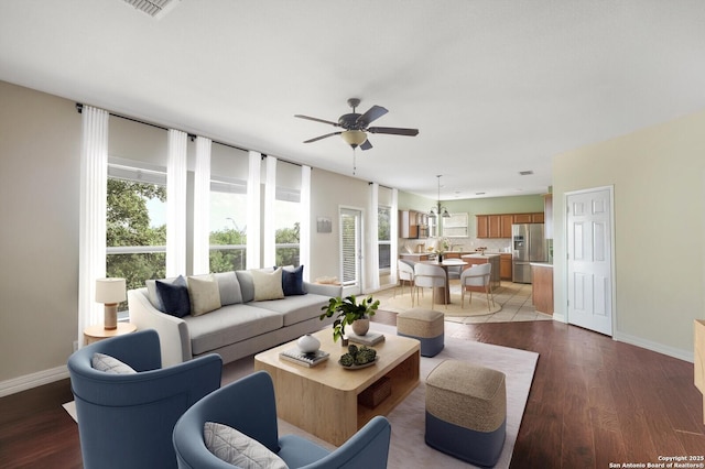 4922 Augusta, San Antonio, TX 78247 - living area featuring a ceiling fan and wood finished floors