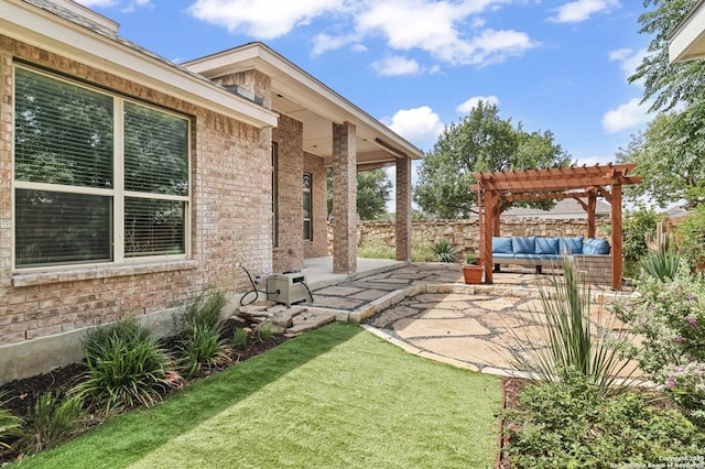 8503 Kallison Arbor, San Antonio, TX 78254 - view of yard with a pergola, a patio area, and an outdoor hangout area
