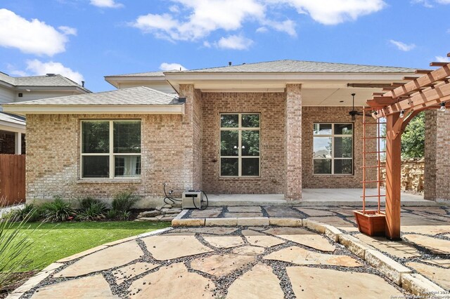 8503 Kallison Arbor, San Antonio, TX 78254 - back of house with a patio, brick siding, and a pergola