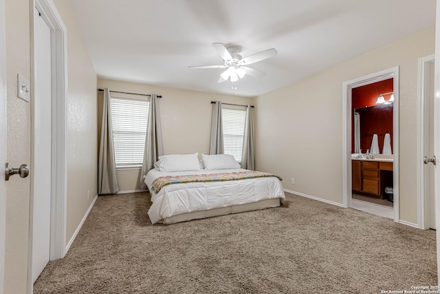 16102 Barrell Run, San Antonio, TX 78247 - bedroom with carpet floors, ensuite bath, and ceiling fan