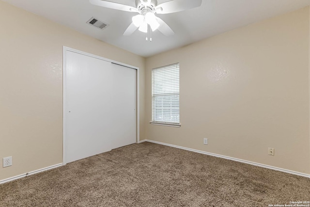 16102 Barrell Run, San Antonio, TX 78247 - unfurnished bedroom featuring carpet floors, a closet, and ceiling fan