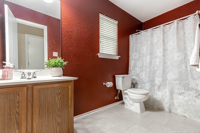 16102 Barrell Run, San Antonio, TX 78247 - full bathroom featuring vanity, tile patterned flooring, a textured wall, and curtained shower