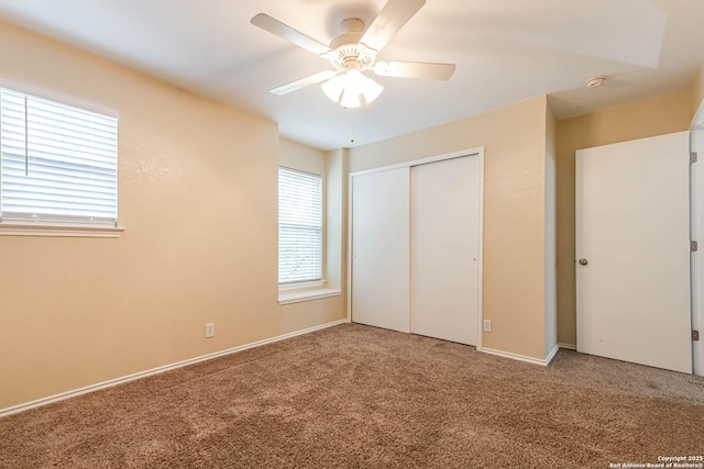 16102 Barrell Run, San Antonio, TX 78247 - unfurnished bedroom with carpet floors, a closet, and a ceiling fan