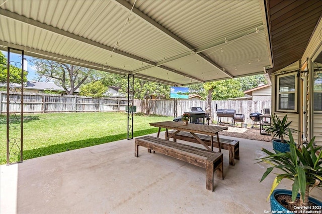3527 Oakhorne St, San Antonio, TX 78247 - fenced backyard with a patio area and area for grilling