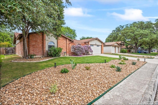 3527 Oakhorne St, San Antonio, TX 78247 - view of front of home with brick siding, concrete driveway, and a garage