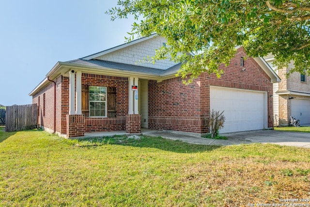 4310 Loring, Converse, TX 78109 - view of front of property featuring a garage, brick siding, driveway, and a porch