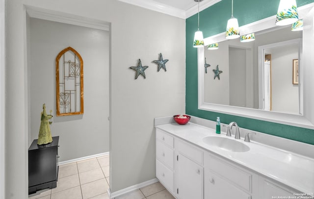 1819 Babcock Unit 605, San Antonio, TX 78229 - bathroom featuring vanity, tile patterned flooring, and ornamental molding