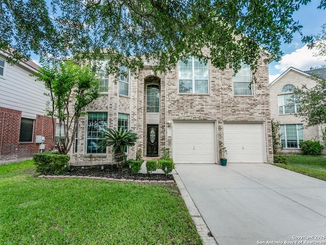 2115 Encino Breeze, San Antonio, TX 78259 - view of front of house featuring driveway, a front lawn, and a garage