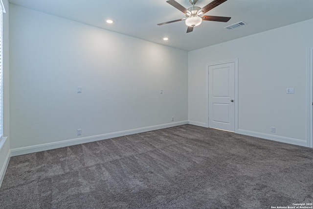 12455 Diagon Aly, San Antonio, TX 78254 - spare room featuring dark colored carpet, a ceiling fan, and recessed lighting
