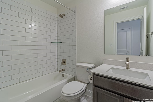 12455 Diagon Aly, San Antonio, TX 78254 - bathroom with vanity, shower / bathtub combination, and a textured wall