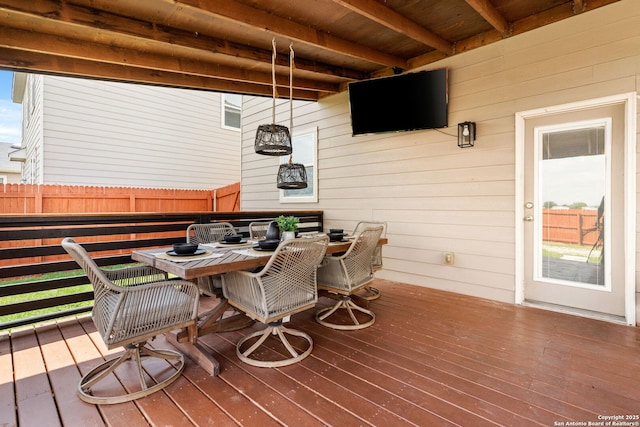 2059 Wind Chime, New Braunfels, TX 78130 - wooden terrace featuring outdoor dining space
