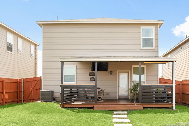 2059 Wind Chime, New Braunfels, TX 78130 - back of property featuring a fenced backyard and a wooden deck