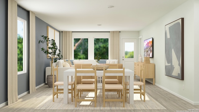 3709 Swift Fox Rd, New Braunfels, TX 78130 - dining space featuring light wood-type flooring, healthy amount of natural light, and baseboards