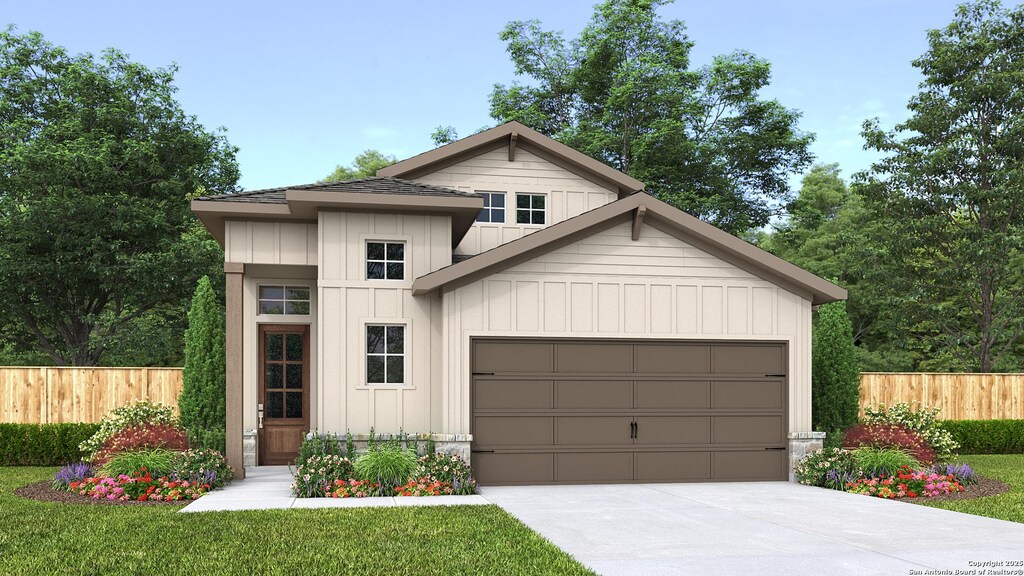 431 Alexander Ave, New Braunfels, TX 78130 - modern inspired farmhouse with concrete driveway, board and batten siding, and a garage