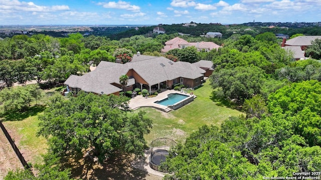 5 Remington, San Antonio, TX 78258 - aerial view of property and surrounding area with a pool