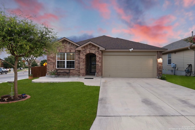 15102 Field Sparrow, San Antonio, TX 78253 - single story home with a garage, driveway, a lawn, and brick siding