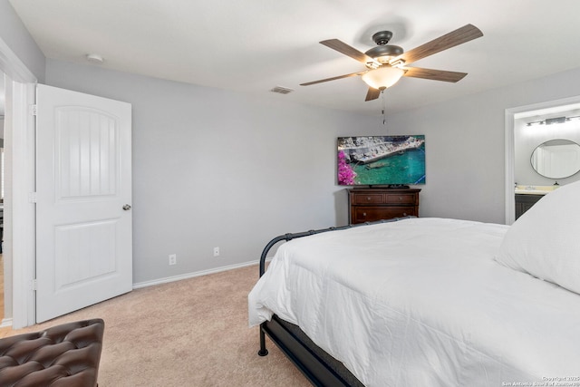 15102 Field Sparrow, San Antonio, TX 78253 - bedroom featuring carpet flooring, a ceiling fan, and connected bathroom