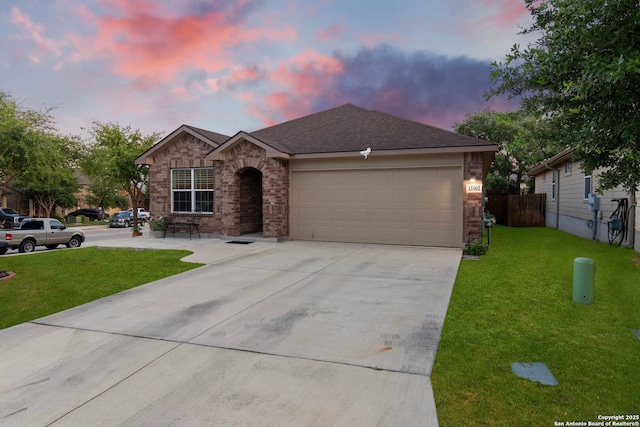 15102 Field Sparrow, San Antonio, TX 78253 - ranch-style house featuring brick siding, concrete driveway, a garage, and roof with shingles