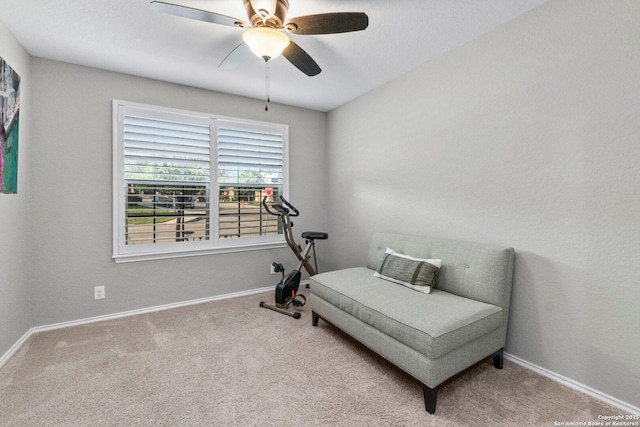15102 Field Sparrow, San Antonio, TX 78253 - living area featuring a ceiling fan and carpet flooring