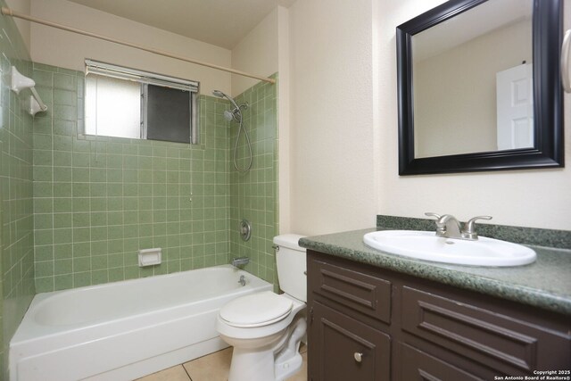 8226 Creekline Dr, San Antonio, TX 78251 - bathroom with vanity, bathing tub / shower combination, and tile patterned flooring