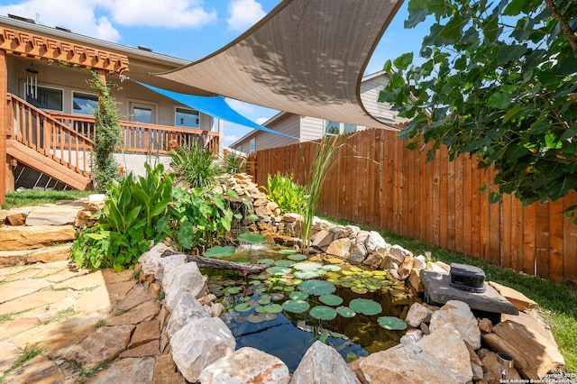 13215 Turnesa Ter, San Antonio, TX 78221 - view of yard with a wooden deck
