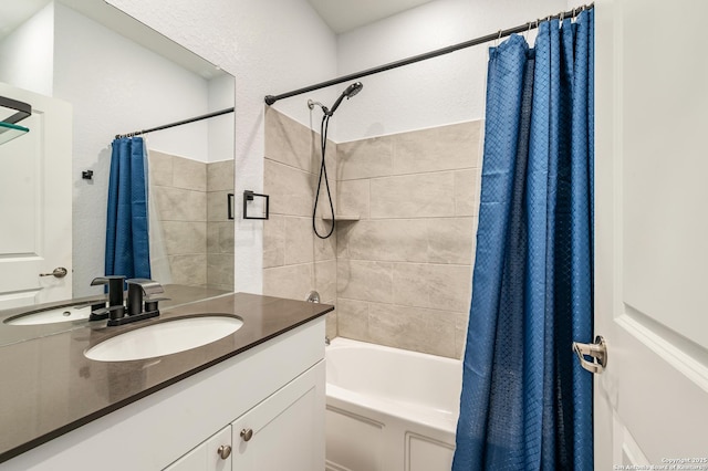 13215 Turnesa Ter, San Antonio, TX 78221 - bathroom featuring vanity and shower / bath combo with shower curtain