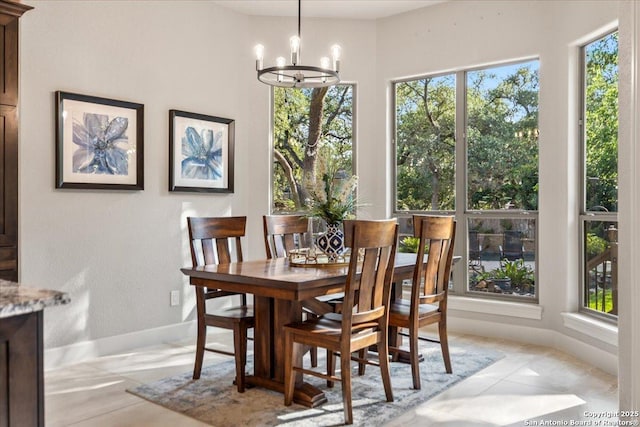 26815 Duet Dr, San Antonio, TX 78260 - dining room featuring a chandelier and baseboards