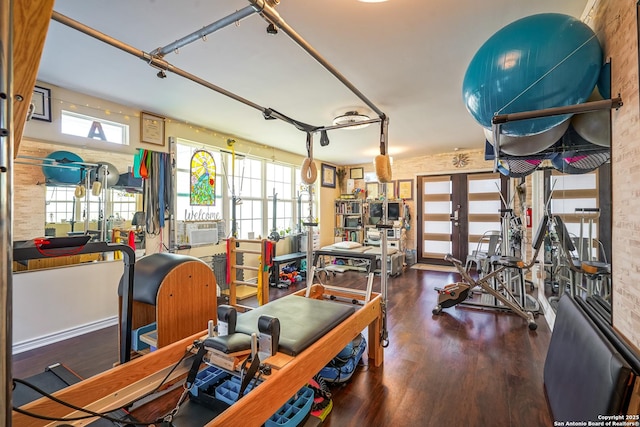 9518 Wahada, San Antonio, TX 78217 - workout area featuring wood finished floors and french doors