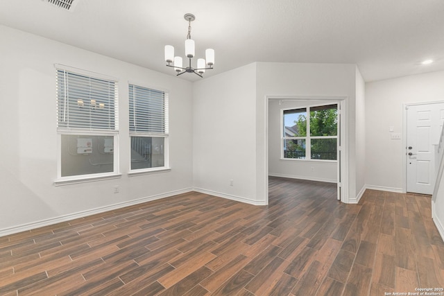 4557 Klein Mdws, New Braunfels, TX 78130 - empty room with a chandelier, dark wood-type flooring, and recessed lighting