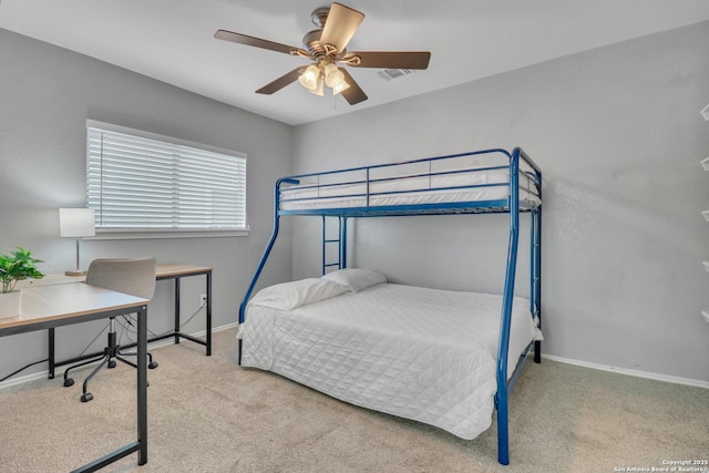 9427 Hacienda Acres, San Antonio, TX 78245 - bedroom with carpet floors, an office area, and ceiling fan