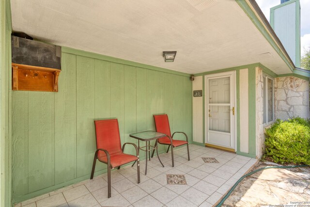 655 Shepherds, Bulverde, TX 78163 - view of exterior entry featuring a patio and a chimney