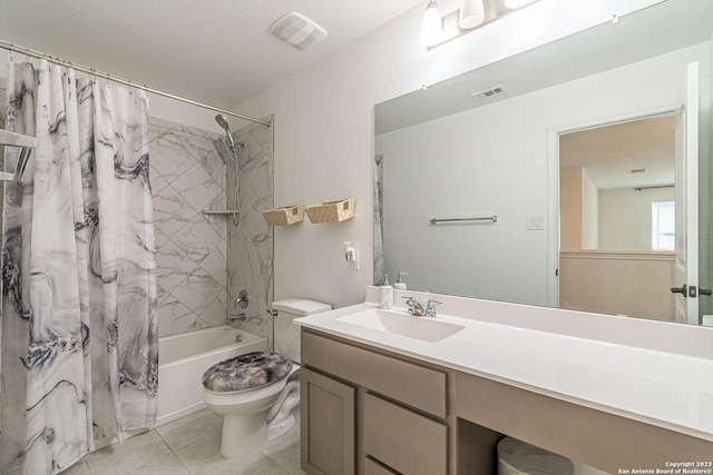 8298 Assumption Dr, San Antonio, TX 78254 - full bathroom featuring shower / tub combo, vanity, and tile patterned flooring
