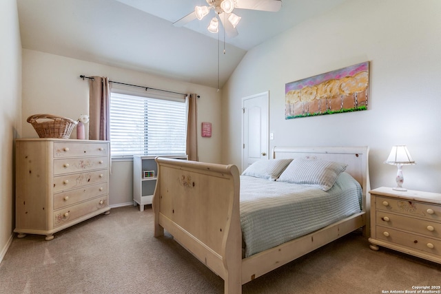 20927 Las Lomas Blvd, San Antonio, TX 78258 - carpeted bedroom with lofted ceiling and ceiling fan