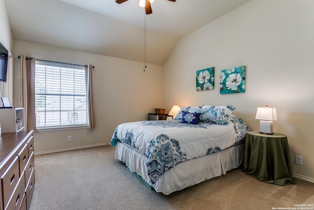 20927 Las Lomas Blvd, San Antonio, TX 78258 - bedroom with carpet, lofted ceiling, and ceiling fan