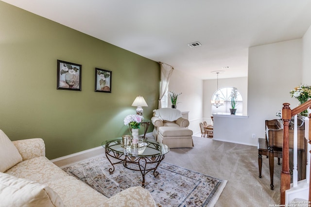 20927 Las Lomas Blvd, San Antonio, TX 78258 - carpeted living area with baseboards and a chandelier