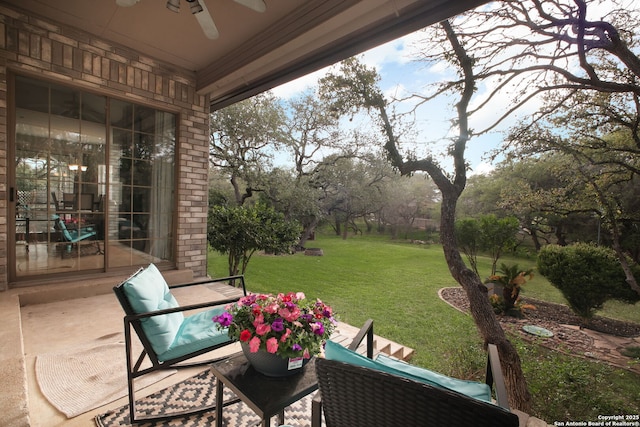 109 Trailcrest, Hollywood Park, TX 78232 - view of patio featuring a ceiling fan